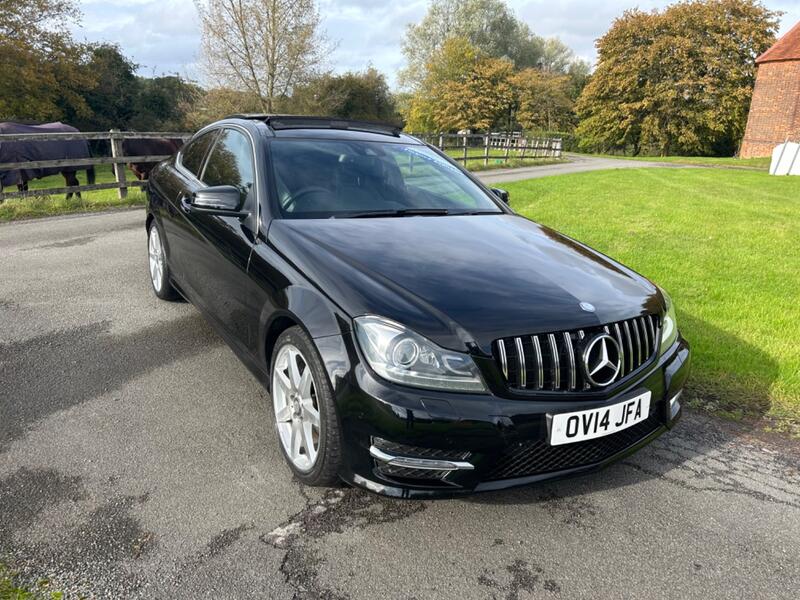 MERCEDES-BENZ C CLASS C180 1.6 AMG PREMIUM PLUS SPTS COUPE AUTO ONLY 57K FSH PAN ROOF SAT NAV BLACK